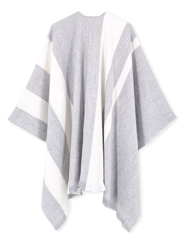 Cloudy Gray Striped Poncho - Shopmossrose